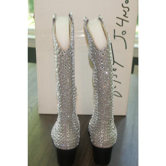 NEW Betsey Johnson Randy Silver Rhinestone Cowboy Boots Women's 7.5 - Picture 5 of 9
